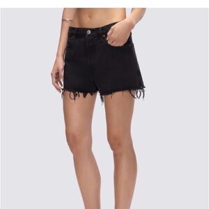 Re/done Black Distressed Women Shorts